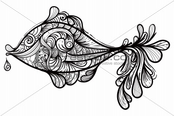 vector monochrome fish