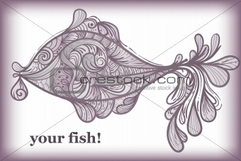 vector hand drawn  fish