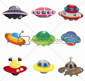 cartoon ufo spaceship icon set