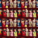 cartoon Chinese people seamless pattern