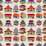 cartoon Chinese house seamless pattern