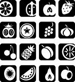 Black and white icons set - fruit cut