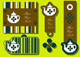 teapot tags emblems cards