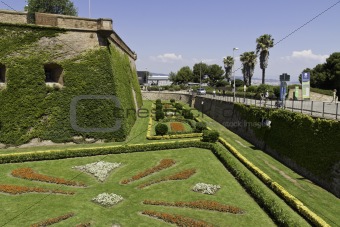 Gardens of the Montjuic Castle in Barcelona, Spain