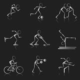Set of black and white sport icons