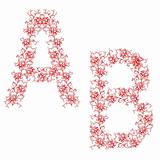 Hand drawing ornamental alphabet. Letter AB