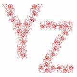 Hand drawing ornamental alphabet. Letter YZ