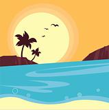 Summer & travel: silhouette of beach sunset - Retro
