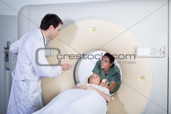 Woman receiving a medical scan