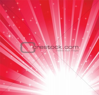 Red christmas, holidays background with light and stars