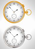 Illustration of gold and silver pocket watches