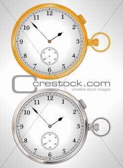 Illustration of gold and silver pocket watches