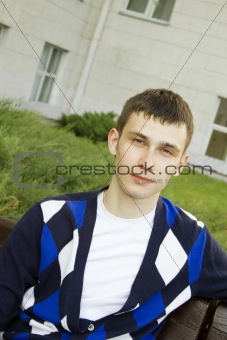 Attractive guy student on campus