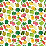 cartoon Fruits and Vegetables seamless pattern