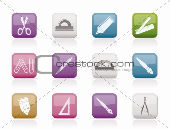 school and office tools icons