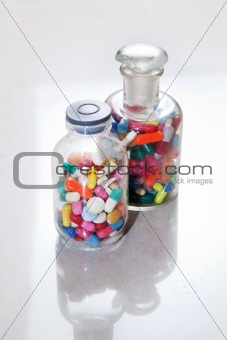 Medical drugs in a bottle