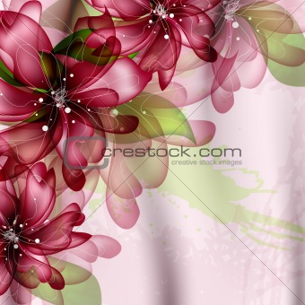 Wedding card or invitation with abstract floral background.