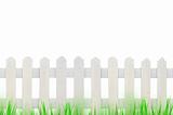 old white fence and grass for background