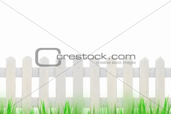 old white fence and grass for background