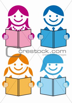 people with books, vector
