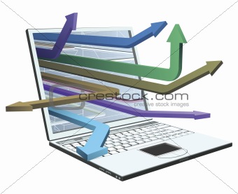 Laptop and arrows concept design
