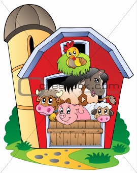 Barn with various farm animals