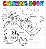 Coloring book with dolphins 2