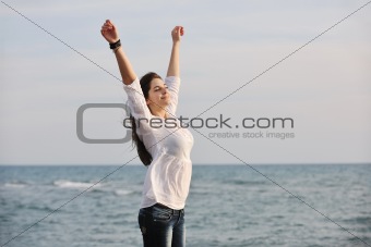 young woman enjoy on beach