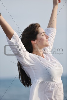 young woman enjoy on beach