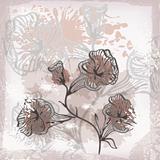vector grunge background with abstract flowers