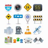 road and car icon set