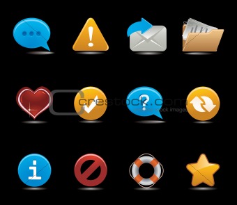 set of icons on black