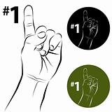 Number One Hand Gesture Line Drawing