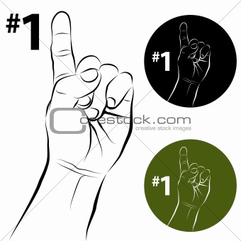 Number One Hand Gesture Line Drawing