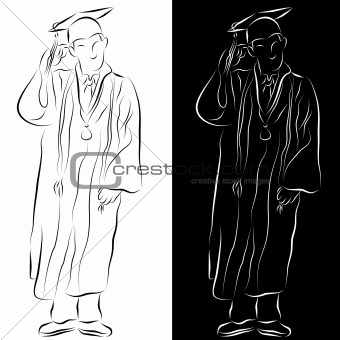 Graduation Gown Line Drawing