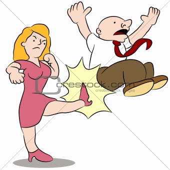 Wife Kicking Husband