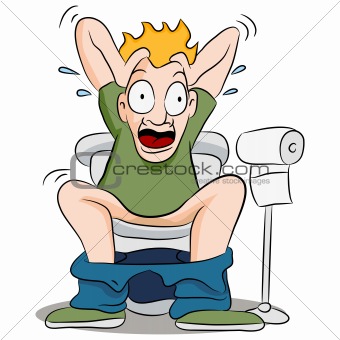 Constipated Man on Toilet