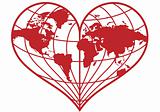 heart earth globe, vector