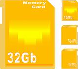 set of golden memory card isolated