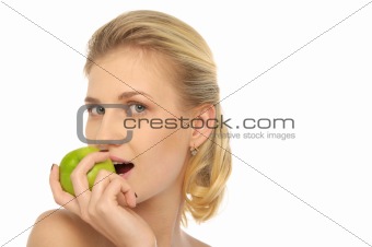 beautiful woman with apple