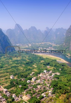 Beautiful Karst mountain landscape in Yangshuo Guilin, China 

