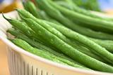 Fresh Raw Green Beans in Strainer