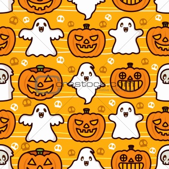 Halloween Ghost and Pumpkin Pattern
