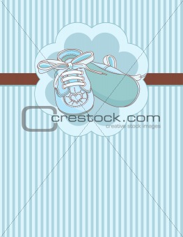 Blue baby shoes place card