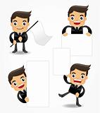 set of funny cartoon office worker icon