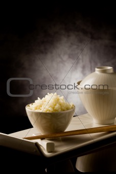 Rice with chopsticks