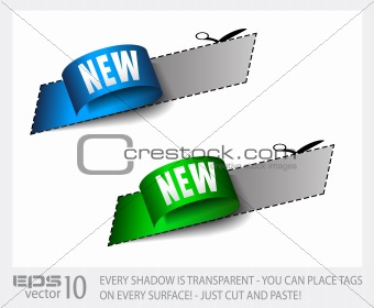 New Sticker Tag with Transparent Shadows. 