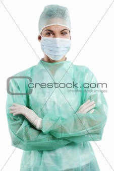 nurse in surgery dress with mask