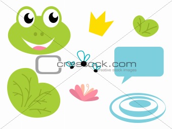 Cute Frog queen icons - isolated on white
