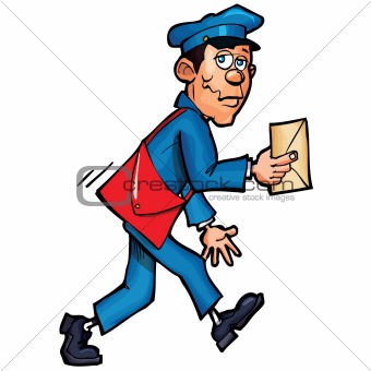 Cartoon mailman delivering mail
